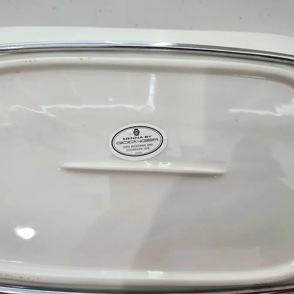 Porcelain Bread Tray with Silver Finish Serving Rack